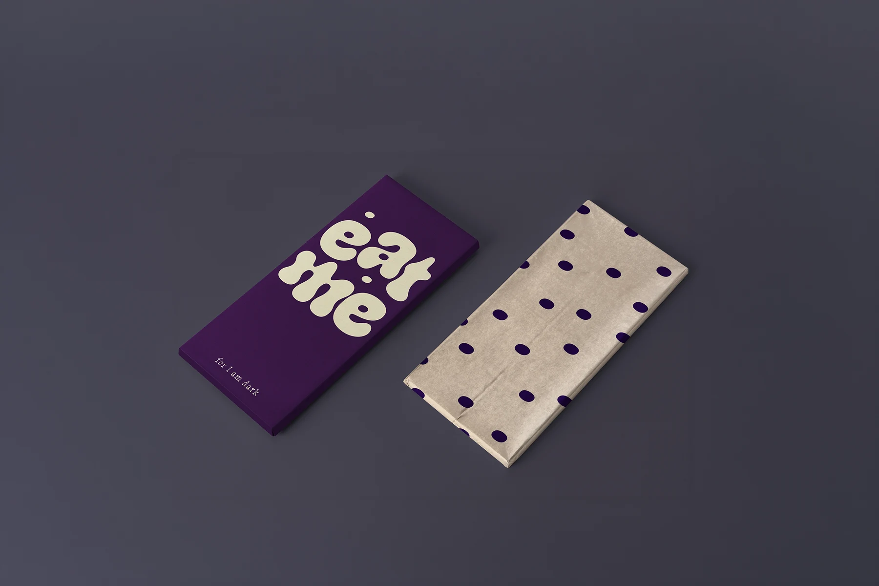 Eat me for I am dark – Schokoladenverpackung, Design von Margareta Maletska
